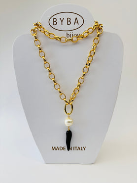 AMULETI - Collana Corno Piccolo -Nero