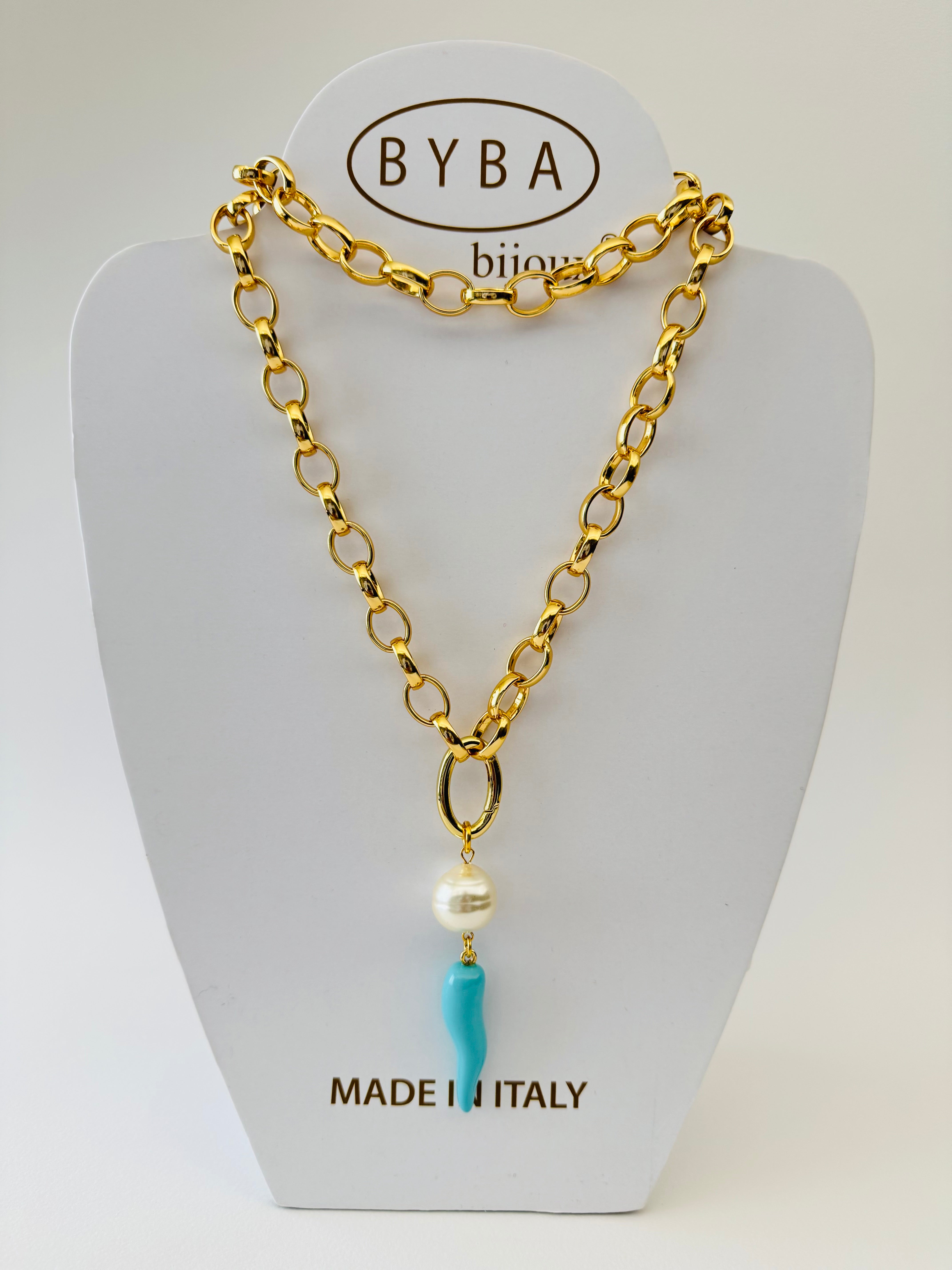 AMULETI - Collana Corno Piccolo - Turchese