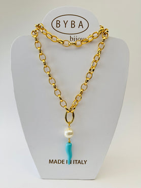 AMULETI - Collana Corno Piccolo - Turchese