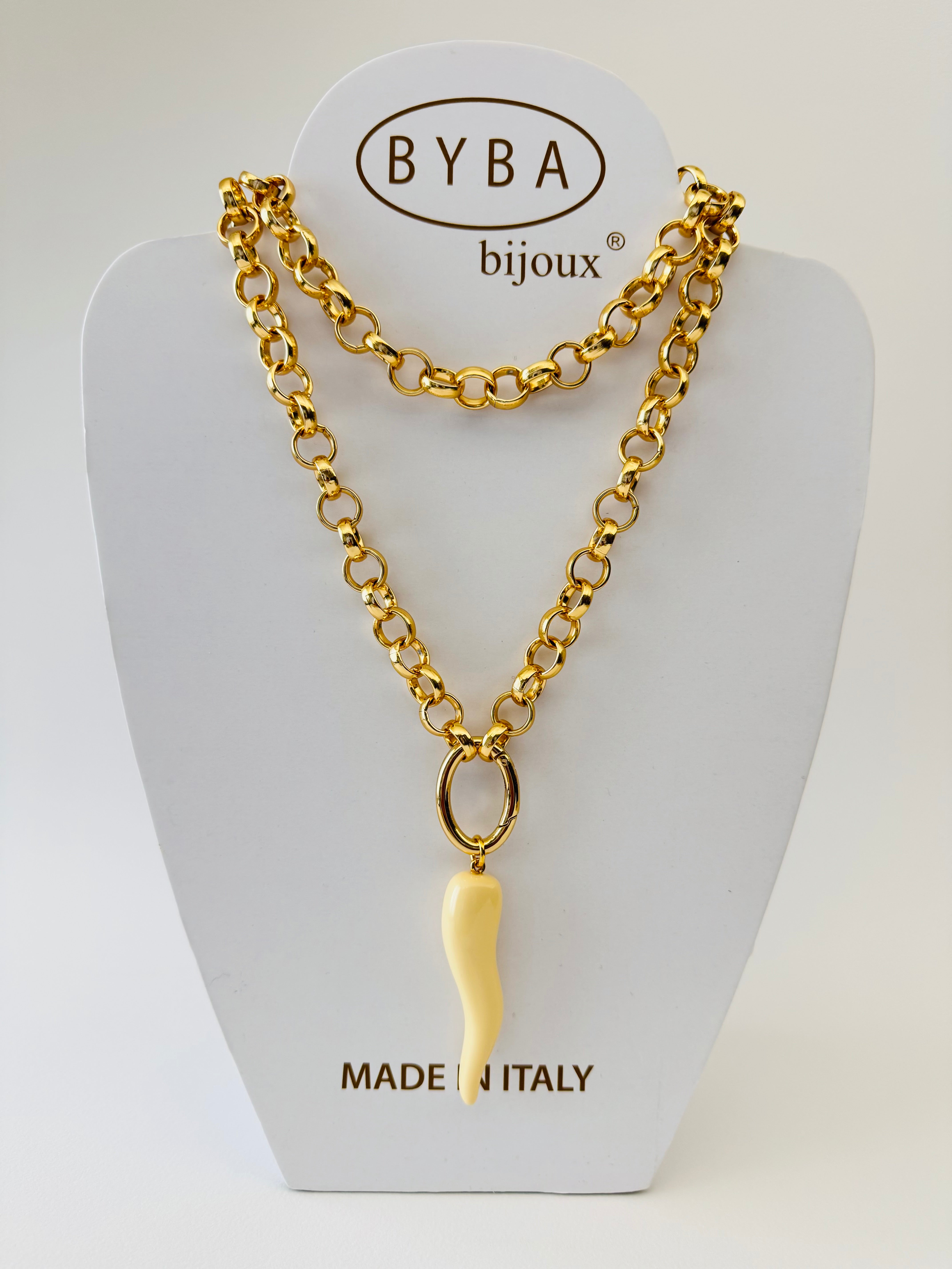 AMULETI - Collana Corno Grande - Beige