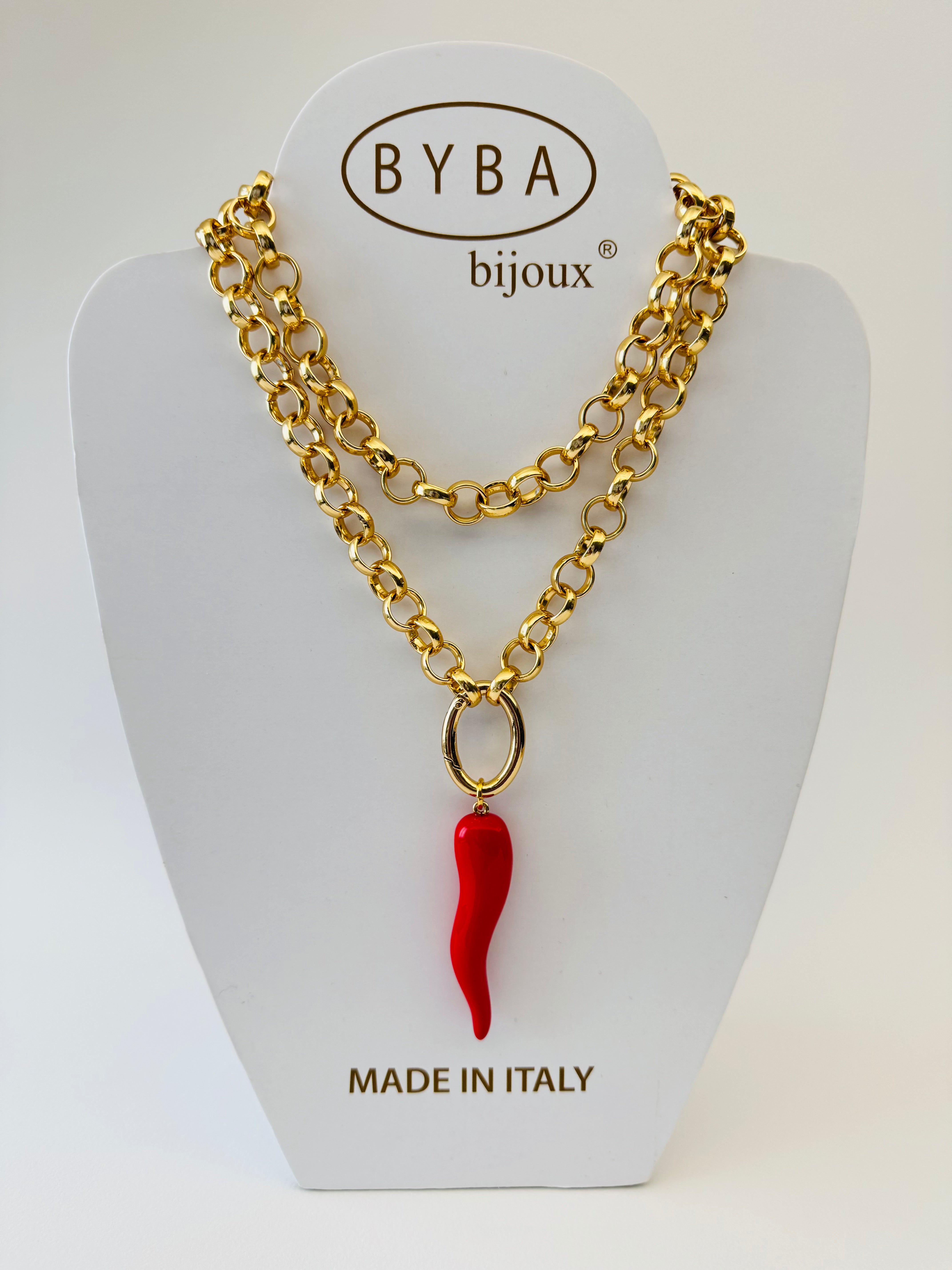 AMULETI - Collana Corno Grande - Rosso