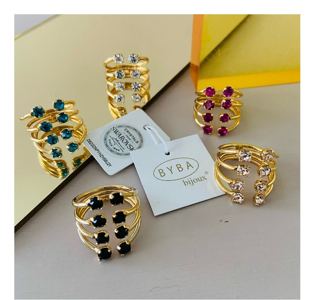 ANELLO GABBIA CRISTALLI ARGENTO
